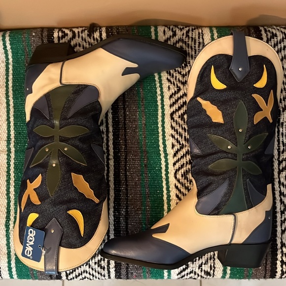 VINTAGE NEW OLD STOCK! ACME denim leather western boots women’s 8 - Picture 4 of 15